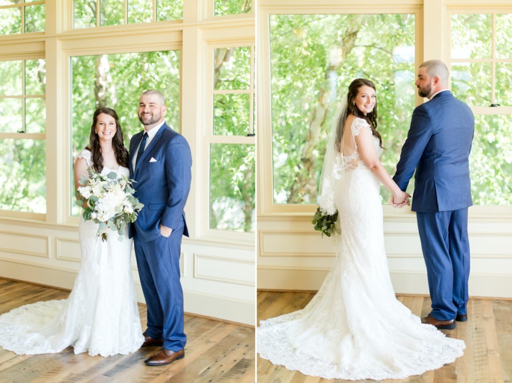 collage of bride and groom portraits at katie and wesley's Cotoctin Hall Wedding at the Musket Ridge Golf Club in Maryland 