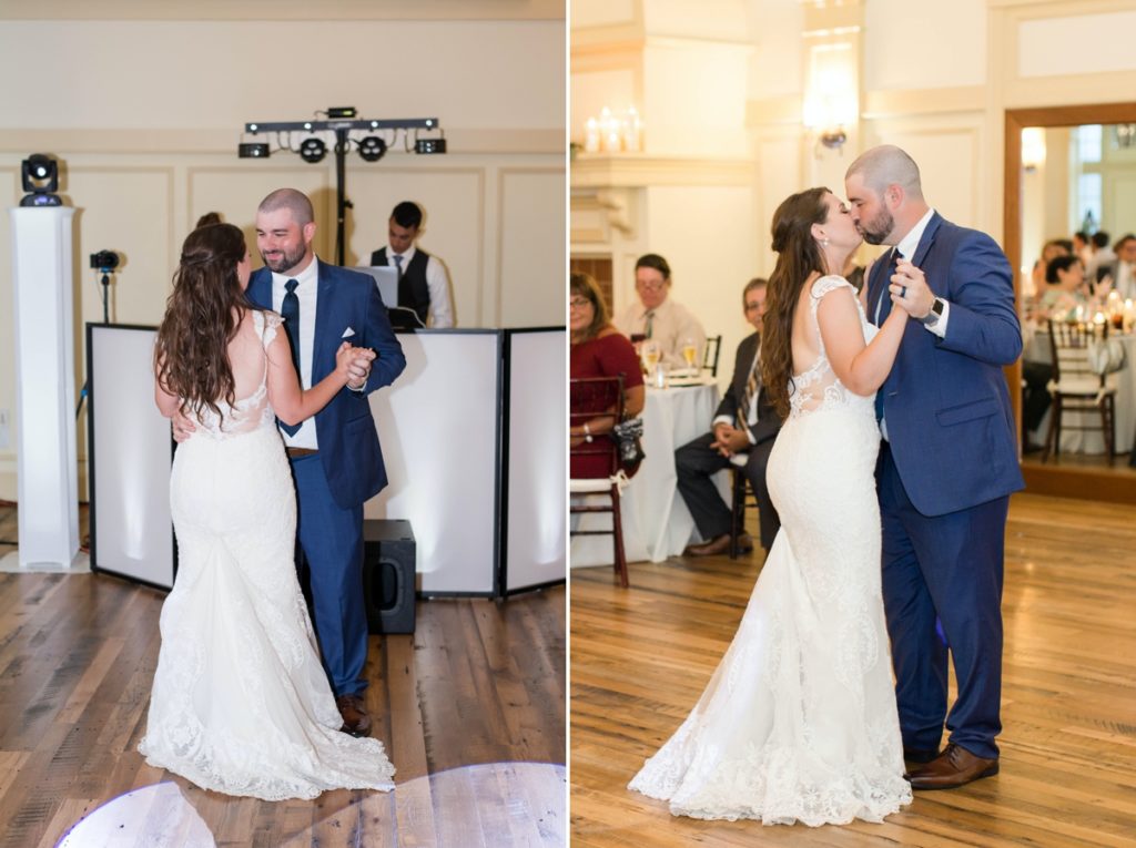 collage of katie and wesley during their first dance at their Cotoctin Hall Wedding at the Musket Ridge Golf Club in Maryland 