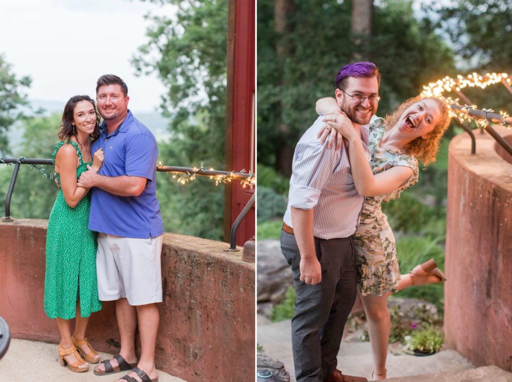 Collage of the bride and groom and some of their important guests at the rehearsal dinner photography session.